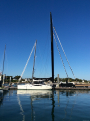 s47-volare-dwarfed-by-the-worlds-largest-trimaran-spindrift-at-la-trinite-rupert-dorey_23404024826_o